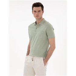 Çağla Yeşili Regular Fit %100 Pamuk Polo Yaka Basic Tişört