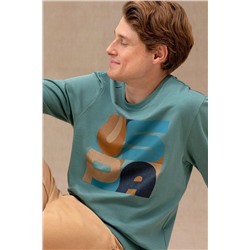 Erkek Mint Bisiklet Yaka Sweatshirt