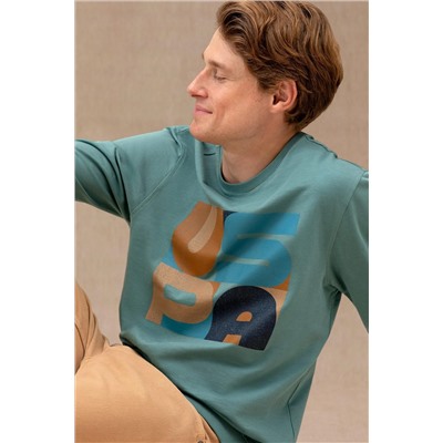 Erkek Mint Bisiklet Yaka Sweatshirt