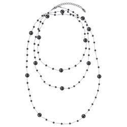 Колье Просекко (Майорка 5-10мм темно-серая; покрытие родий) 185-190см, Есть комплект