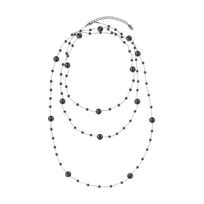 Колье Просекко (Майорка 5-10мм темно-серая; покрытие родий) 185-190см, Есть комплект