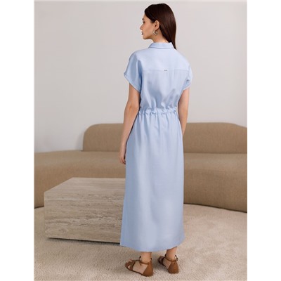 Платье-рубашка с кулиской на талии из плотного лиоцелла