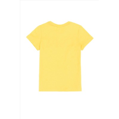 Çocuk Açık Sarı Bisiklet Yaka Tişört