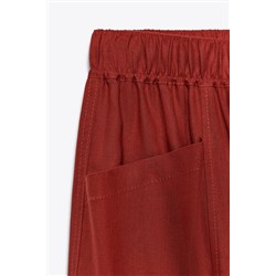 LINEN BLEND TROUSERS WITH BEADED DRAWSTRING