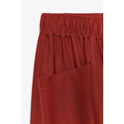 LINEN BLEND TROUSERS WITH BEADED DRAWSTRING
