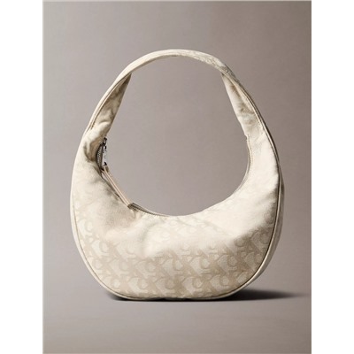 Allover Monogram Logo Crescent Shoulder Bag