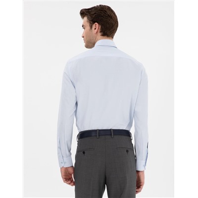 Açık Mavi Slim Fit Uzun Kollu Basic Gömlek