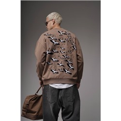 Свитшот  журавли коричневый