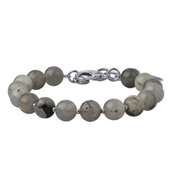 Браслет Селена (лунный опал 8мм; покрытие родий) 17-21см, Есть комплект