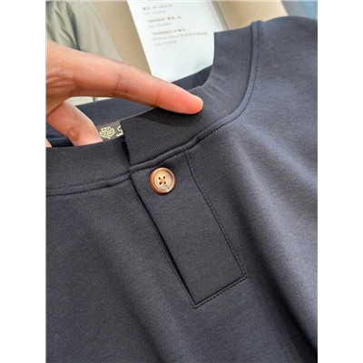 Мужская футболка с круглым вырезом и планкой-хенли (4 цвета)  ЛОРО ПИАН*О