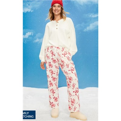 Mid-Rise Plaid Flannel Pajama Pants for Women