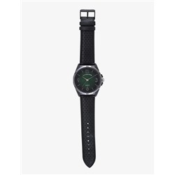 MENS BLACK STRAP GREEN FACE WATCH