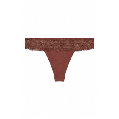 Tanga encaje cintura marrón