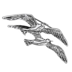 Брошь Сирин (покрытие античное серебро), Есть комплект