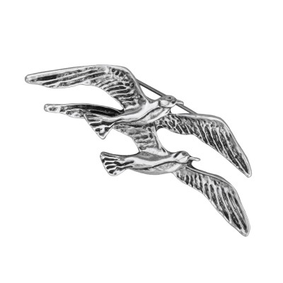 Брошь Сирин (покрытие античное серебро), Есть комплект