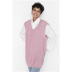 TRENDYOL MODEST Pembe V Yaka Triko Süveter TCTAW23SV00005