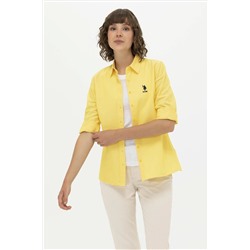 Kadın Sarı Uzun Kollu Basic Gömlek