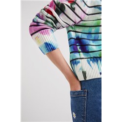 Jersey rayas tie-dye floral