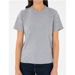 Gri Melanj Slim Fit Basic Tişört