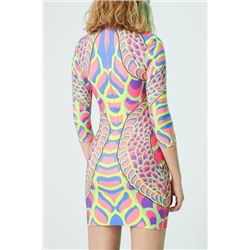 Vestido slim corto manga 3/4