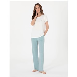 Beyaz Kısakollu Pijama Takımı
