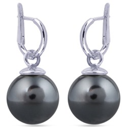 Серьги (Майорка 16мм темно-серая; покрытие родий), Есть комплект