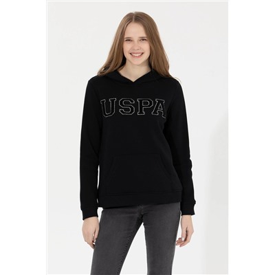 Kadın Siyah Kapüşonlu Basic Sweatshirt
