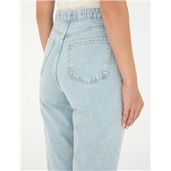 Açık Mavi Mom High Waist Fit Jean Pantolon