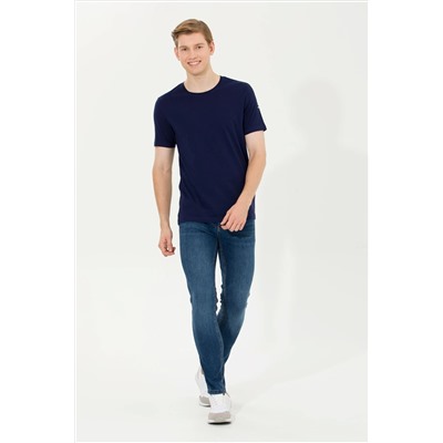 Erkek Lacivert Basic Bisiklet Yaka Tişört