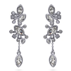 Серьги Эйва (кристаллы SW белые; покрытие родий), Есть комплект