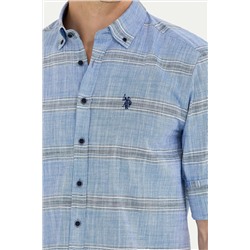 Erkek Saks Uzun Kollu Gömlek