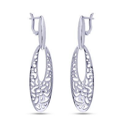 Серьги Узоры (покрытие родий), Есть комплект