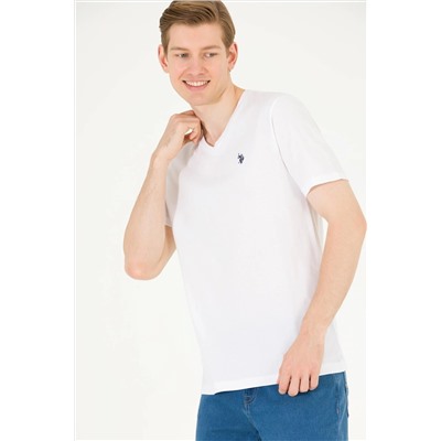 Erkek Beyaz Basic V Yaka Tişört