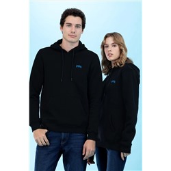 Siyah Kapüşonlu Basic Sweatshirt (Unisex)