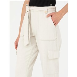 Krem Jogger Fit Kanvas Pantolon