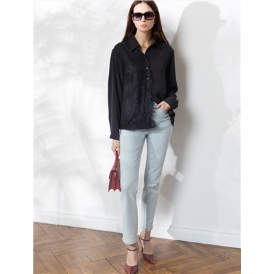 Блузка вечерняя из креп шифона с кружевом