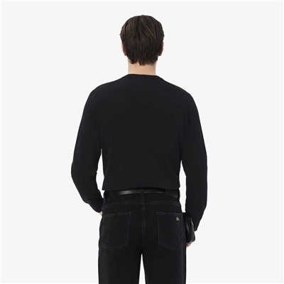 Мужской вязаный пуловер с V-образным вырезом и с небольшой вышивкой логотипа бренда ЛАКОСТ*Е