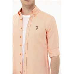 Erkek Turuncu Uzun Kollu Basic Gömlek