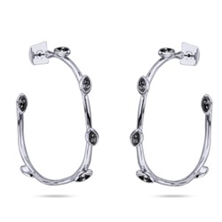 Серьги Эйва (кристаллы SW темно-серые; покрытие родий), Есть комплект