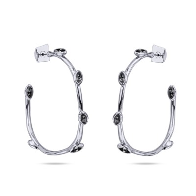 Серьги Эйва (кристаллы SW темно-серые; покрытие родий), Есть комплект