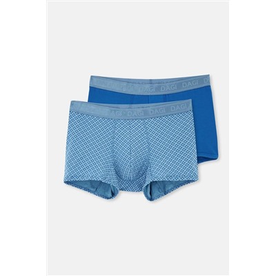Dagi Açık Mavi-Mavi 2'li Desenli Micro Modal Boxer