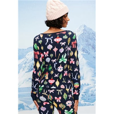 Scoop-Neck Waffle Pajama Top for Women