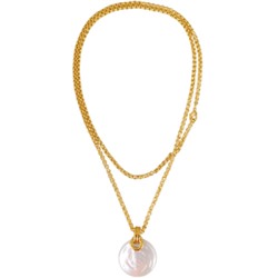 Кулон (Майорка 30мм белая; покрытие золото) 90см, Есть комплект