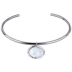 Колье-чокер Грация (кристаллы SW 30х22 белый электрик; родий) 13см, Есть комплект