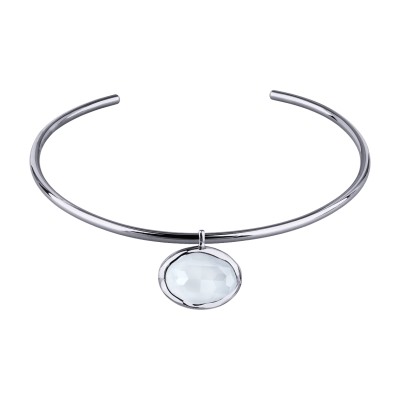 Колье-чокер Грация (кристаллы SW 30х22 белый электрик; родий) 13см, Есть комплект