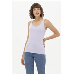 Kadın Lila Bisiklet Yaka Kolsuz Basic Tişört