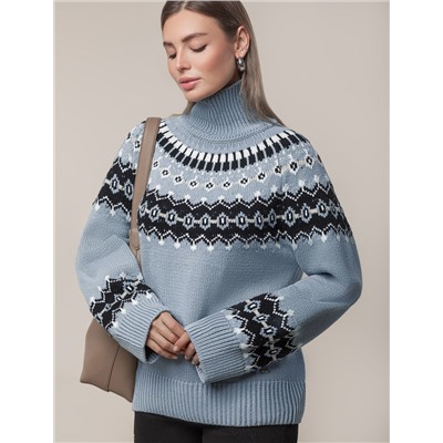 Джемпер фактурной вязки из хлопка с акрилом