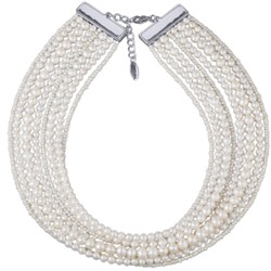 Колье Виктория (жемчуг белый 3-6мм; покрытие родий) 36-40см, Есть комплект