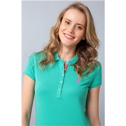 Kadın Mint Basic Polo Yaka Tişört