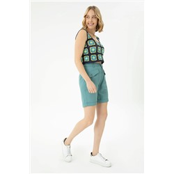 Kadın Mint Dokuma Şort